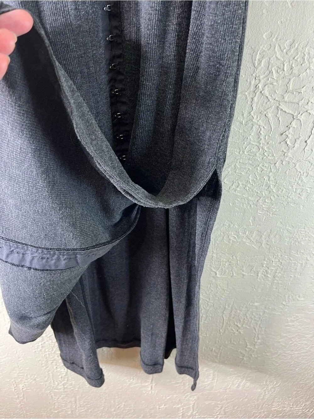Free People Drop Needle Ribbed Venice Hook Front Dress in Dark Grey